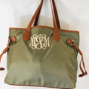 MJM women’s Nylon Tote  Green Faux Leather